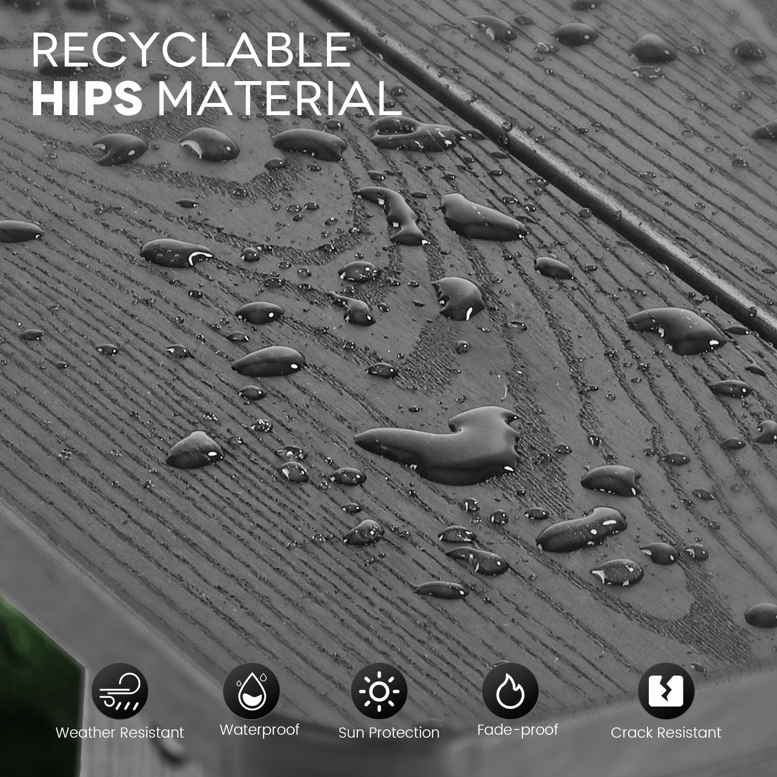 Leteuke Outdoor Side Table, Weather Resistant Outdoor Side Tables for Patio, Poly Lumber Adirondack Table, Rectangular Double Tier End Table for Backyard, Pool, Lawn, Beach, Indoor, Gray - Image 4