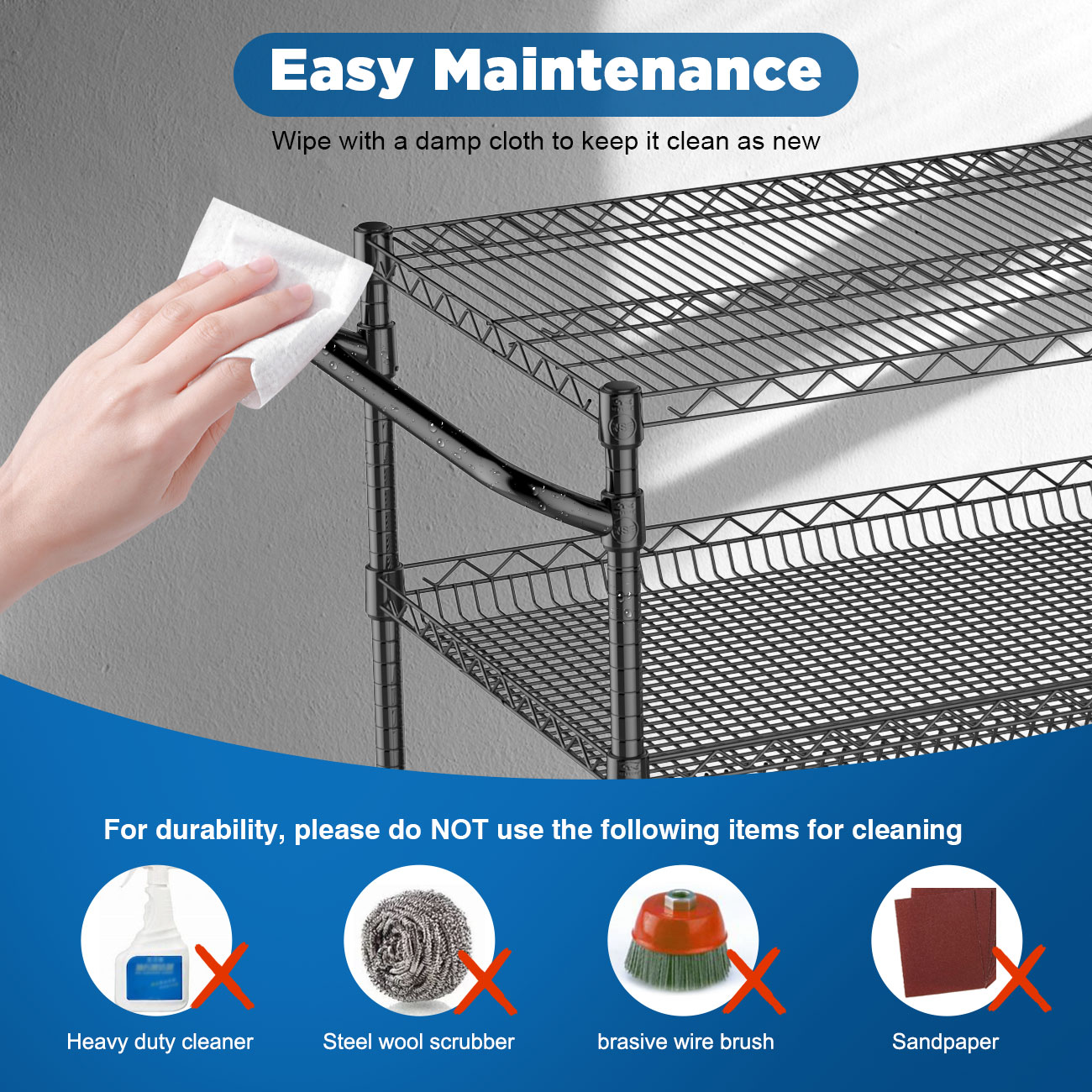 Leteuke Heavy Duty 3 Tier Rolling Cart with Wheels, NSF Certified 1120LBS Capacity Commercial Grade Rolling Utility Carts with Handle Bar & Shelf Liners,45" x 25" x 39" Storage Cart for Kitchen,Black - Image 9