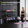 Leteuke 3 Tier Dumbbell Rack Stand Only, 1300LBS Heavy Duty | Trapezoidal Frame for Stability, Space-Saving Design; Fits Dumbbells, Kettlebells, Barbells for Home Gym